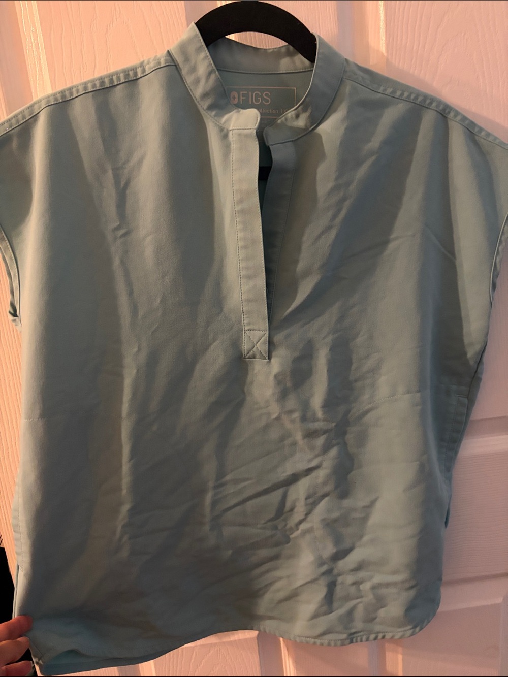 Figs Teal Mandarin Collar Casual Button-Down Shirt XXS M/P